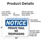 Signmission Private Trail No Trespassing OSHA Notice Sign, Aluminum, 10in W x 7in L, 2PK OS-2PACK-NS-A-710-L-17874 - alternate 5
